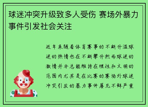 球迷冲突升级致多人受伤 赛场外暴力事件引发社会关注